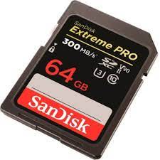 SanDisk 64GB Extreme PRO SDXC Memory Card up to 300MB/s, UHS II, Class 10, U3, V90, Black, SDSDXDK 064G GN4IN