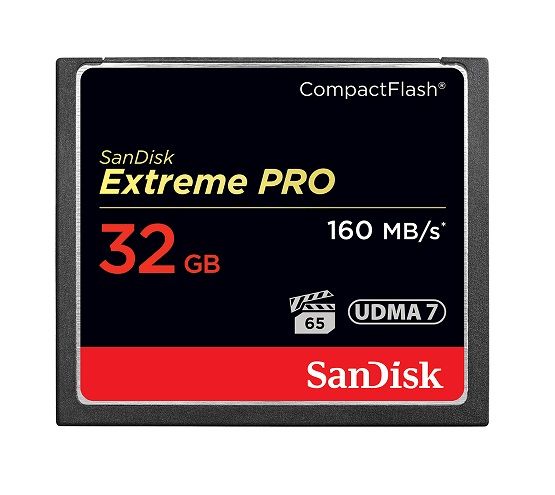 Sandisk Extreme Pro 32 Gb 160 Mb/S Compact Flash Memory Card - Black